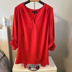 Lane Bryant Women's Red V-Neck Top